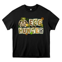 Black Egg hunter with plate letters Easter Day Heavy Core Tee - HowdyJamesFarm