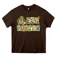 Chocolate Brown Egg hunter with plate letters Easter Day Heavy Core Tee - HowdyJamesFarm