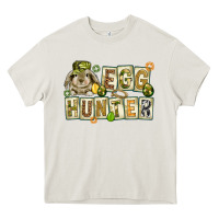 Cream Egg hunter with plate letters Easter Day Heavy Core Tee - HowdyJamesFarm