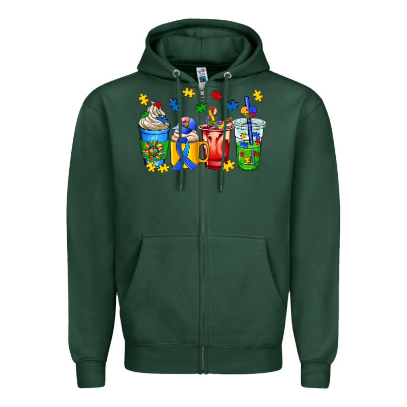 Autism Coffee Cup Zipper Hoodie by AdoDesignShop | Teevron