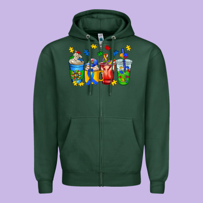 Autism Coffee Cup Zipper Hoodie Designed By Adodesignshop