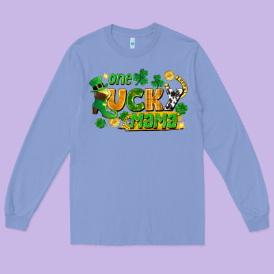 One Lucky Mama Long Sleeve Tee Designed By Fadigitalartstudio
