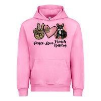 Fuchsia Pink peace love french bulldog Urban Hoodie - JahusDesignShop