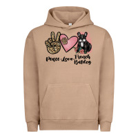 Pigment Burro peace love french bulldog Urban Hoodie - JahusDesignShop