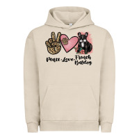 Pigment French Oak peace love french bulldog Urban Hoodie - JahusDesignShop