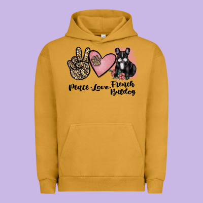 Peace Love French Bulldog Urban Hoodie Designed By Jahusdesignshop