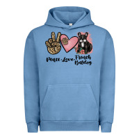 Pigment Pebble Blue peace love french bulldog Urban Hoodie - JahusDesignShop