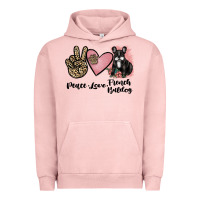 Pigment Salmon peace love french bulldog Urban Hoodie - JahusDesignShop