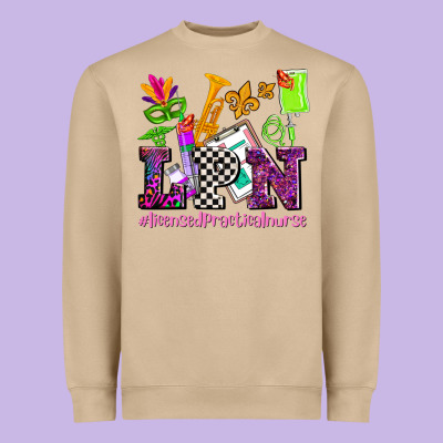Mardi Gras Lpn Licensed Practical Nurse Heavyweight Sweatshirt Designed By Adodesignshop