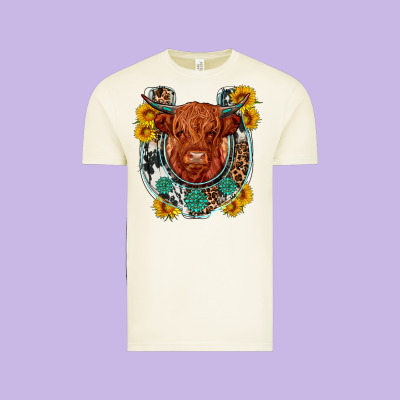 Western Leopard Cowhide Cow Horseshoe Vintage Tee Designed By Oliviacreatesart