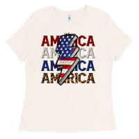 Bone America with lightning bold Ladies Tee - CowGirlArtShop