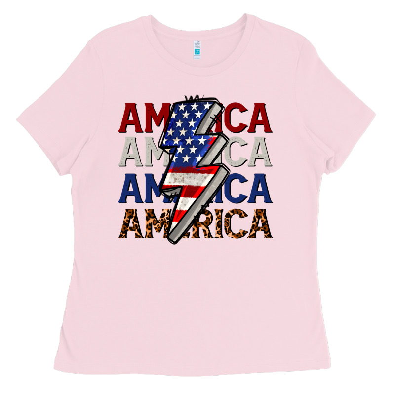 America With Lightning Bold Ladies Tee by CowGirlArtShop | Teevron