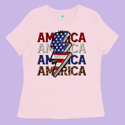 America With Lightning Bold Ladies Tee Designed By Cowgirlartshop