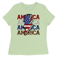 Matcha America with lightning bold Ladies Tee - CowGirlArtShop