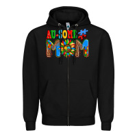 Black ausome autism mom Zipper Hoodie - AdoDesignShop