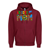 Burgundy ausome autism mom Zipper Hoodie - AdoDesignShop
