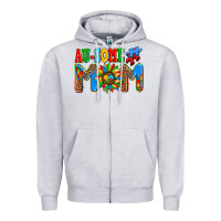 Heather Grey ausome autism mom Zipper Hoodie - AdoDesignShop