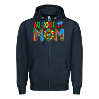 Navy ausome autism mom Zipper Hoodie - AdoDesignShop