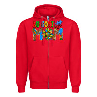 Red ausome autism mom Zipper Hoodie - AdoDesignShop