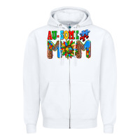 White ausome autism mom Zipper Hoodie - AdoDesignShop