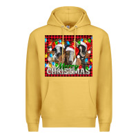 Antique Gold Merry Christmas  With Goats Premium Hoodie - LillyAllenDesigns