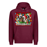Burgundy Merry Christmas  With Goats Premium Hoodie - LillyAllenDesigns