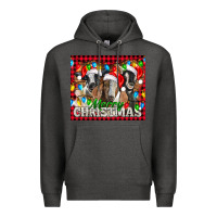 Charcoal Heather Merry Christmas  With Goats Premium Hoodie - LillyAllenDesigns