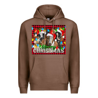 Chestnut Merry Christmas  With Goats Premium Hoodie - LillyAllenDesigns