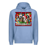 Colony Blue Merry Christmas  With Goats Premium Hoodie - LillyAllenDesigns