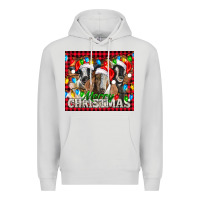 Dove Grey Merry Christmas  With Goats Premium Hoodie - LillyAllenDesigns