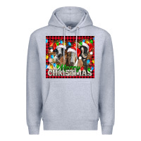 Heather Grey Merry Christmas  With Goats Premium Hoodie - LillyAllenDesigns