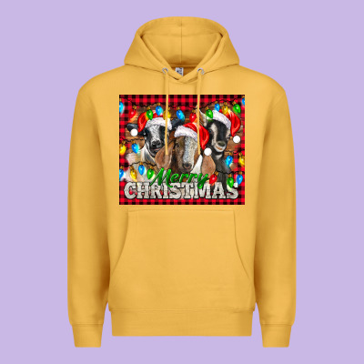 Merry Christmas  With Goats Premium Hoodie Designed By Lillyallendesigns