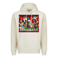 Oatmeal Heather Merry Christmas  With Goats Premium Hoodie - LillyAllenDesigns