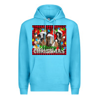 Ocean Blue Merry Christmas  With Goats Premium Hoodie - LillyAllenDesigns