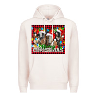 Pale Pink Merry Christmas  With Goats Premium Hoodie - LillyAllenDesigns