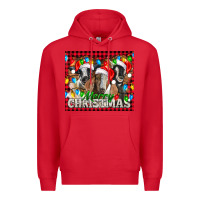 Red Merry Christmas  With Goats Premium Hoodie - LillyAllenDesigns