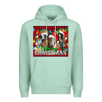 Seafoam Merry Christmas  With Goats Premium Hoodie - LillyAllenDesigns