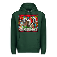 Sports Green Merry Christmas  With Goats Premium Hoodie - LillyAllenDesigns