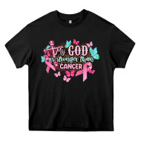 Black My god is stronger than Cancer Awareness Heavy Core Tee - HowdyJamesFarm