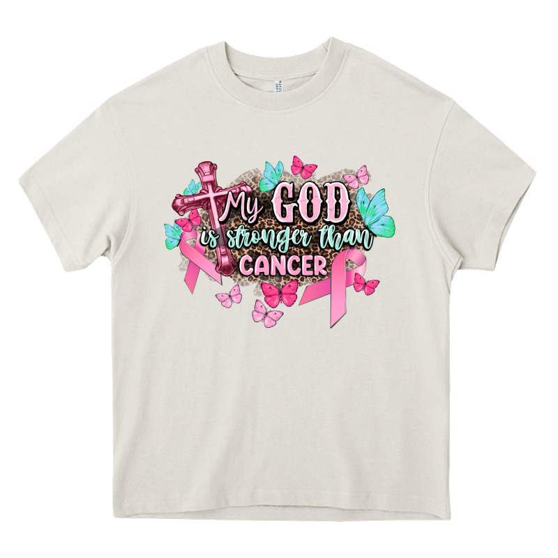 My God Is Stronger Than Cancer Awareness Heavy Core Tee by HowdyJamesFarm | Teevron