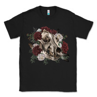 Black Floral boho wolf skull Classic Tee - RanaPortraitStore