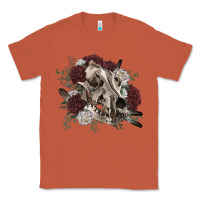 Copper Floral boho wolf skull Classic Tee - RanaPortraitStore