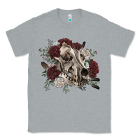 Heather Grey Floral boho wolf skull Classic Tee - RanaPortraitStore
