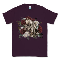Plum Floral boho wolf skull Classic Tee - RanaPortraitStore