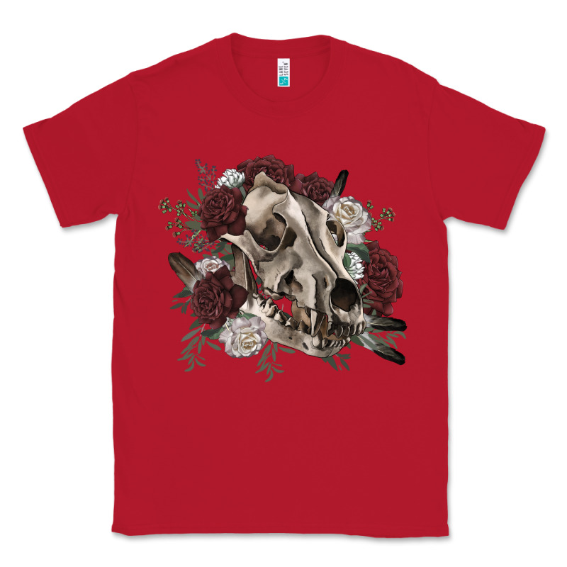 Floral Boho Wolf Skull Classic Tee by RanaPortraitStore | Teevron