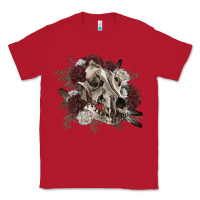 Red Floral boho wolf skull Classic Tee - RanaPortraitStore