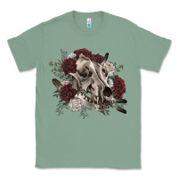 Sage Floral boho wolf skull Classic Tee - RanaPortraitStore
