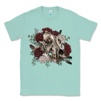 Seafoam Floral boho wolf skull Classic Tee - RanaPortraitStore