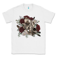 White Floral boho wolf skull Classic Tee - RanaPortraitStore