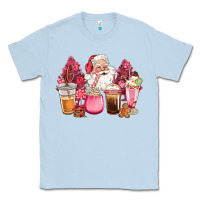 Dusty Blue pink christmas pink tree santa coffe cups Classic Tee - CowGirlArtShop